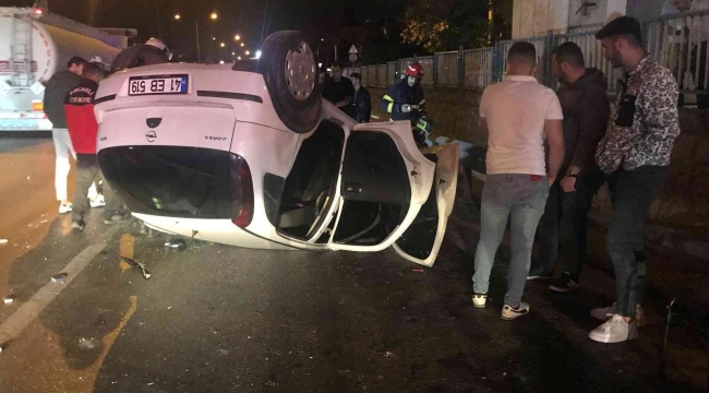 Takla atan otomobilden çıkan 5 arkadaşın burunları bile kanamadı