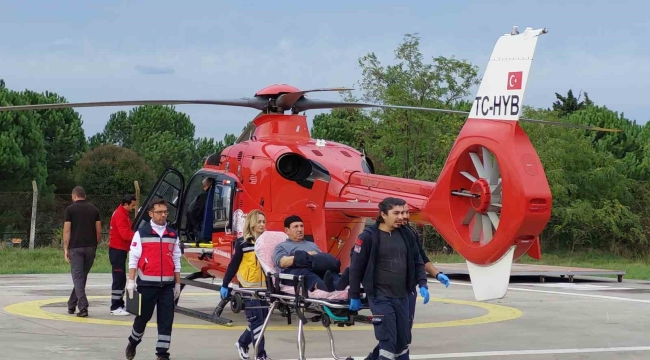 Kalp krizi geçiren vatandaş için ambulans helikopter havalandı