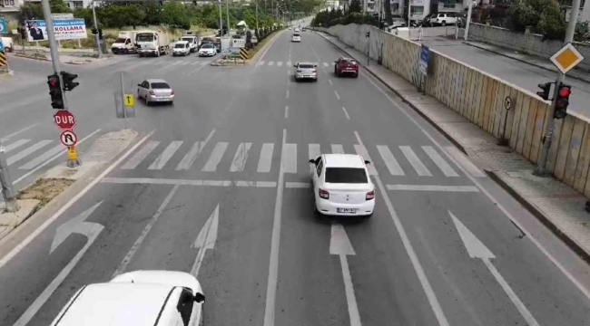 Alanya'da jandarmadan dron destekli trafik uygulaması