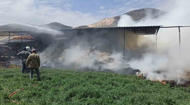 Burdur'da kaynak makinesinden çıkan yangında bin saman balyası yandı: 1 yaralı