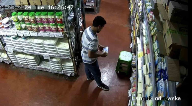 Şanlıurfa'da markette kaşar peynir hırsızlığı kameraya yansıdı