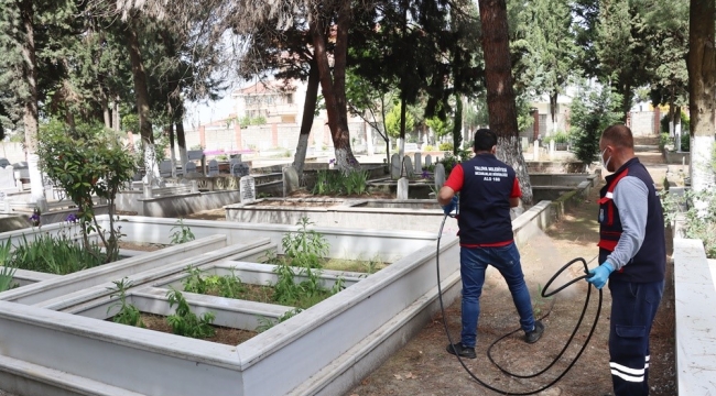 Yalova Belediyesi'nden mezarlıklarda temizlik çalışması