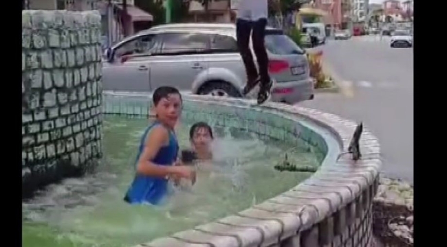 Yozgat'ta çocukların süs havuzunda tehlikeli oyunu
