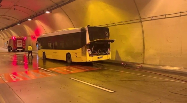Bomonti Tüneli'nde İETT otobüsünde yangın