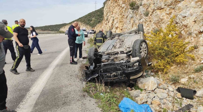 Virajı alamayan otomobil takla attı: 2 yaralı