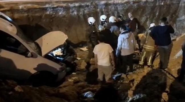 Arnavutköy'de feci kaza, bekçiye çarpıp şantiye alanına uçtu