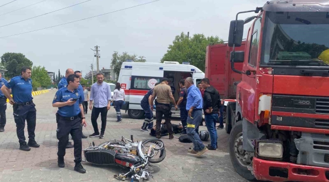 Bozdoğan'da tır ile motosiklet çarpıştı: 1 yaralı
