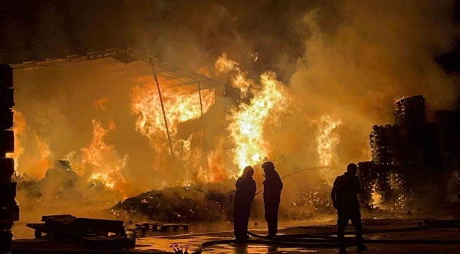 Bursa'da palet fabrikası alevlere teslim oldu