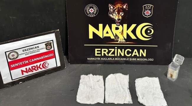 Erzincan'da bir miktar uyuşturucu ele geçirildi