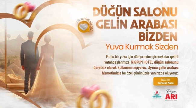 Evlenecek Gençlere 'Düğün Salonu ve Gelin Arabası Bizden' projesi