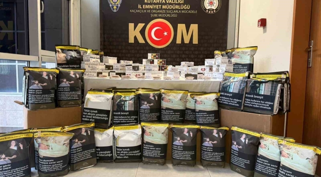 Kütahya'da kaçak tütün ve makaron operasyonu