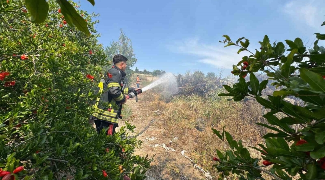 Mersin'de çalılık yangını bahçeye sıçramadan söndürüldü