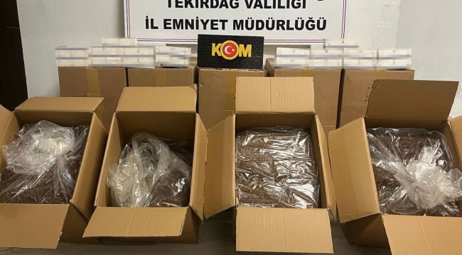 Tekirdağ'da yarım ton tütün ve binlerce makaron ele geçirildi